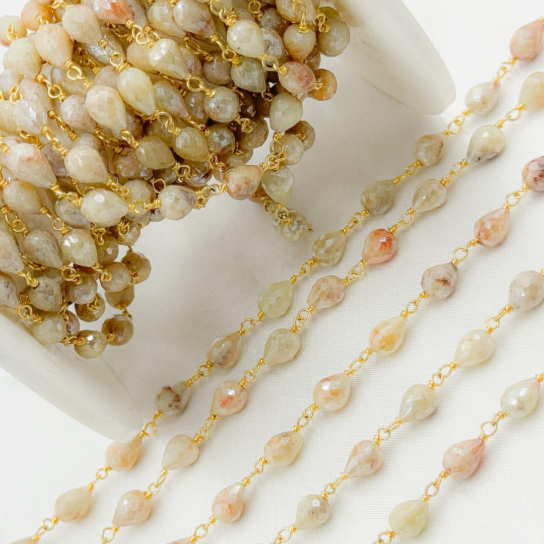 Silverite Tear Drop Shape Gold Plated Wire Chain.