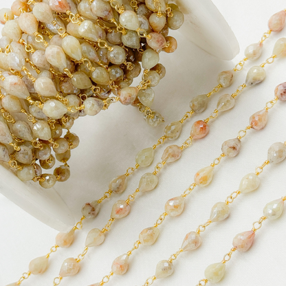 Silverite Tear Drop Shape Gold Plated Wire Chain.