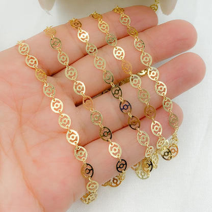 Gold Plated 925 Sterling Silver Flat Oval Design Link Chain.