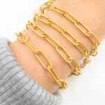 Load image into Gallery viewer, V13GPM. Gold Plated Matt 925 Sterling Silver Flat Paperclip Chain