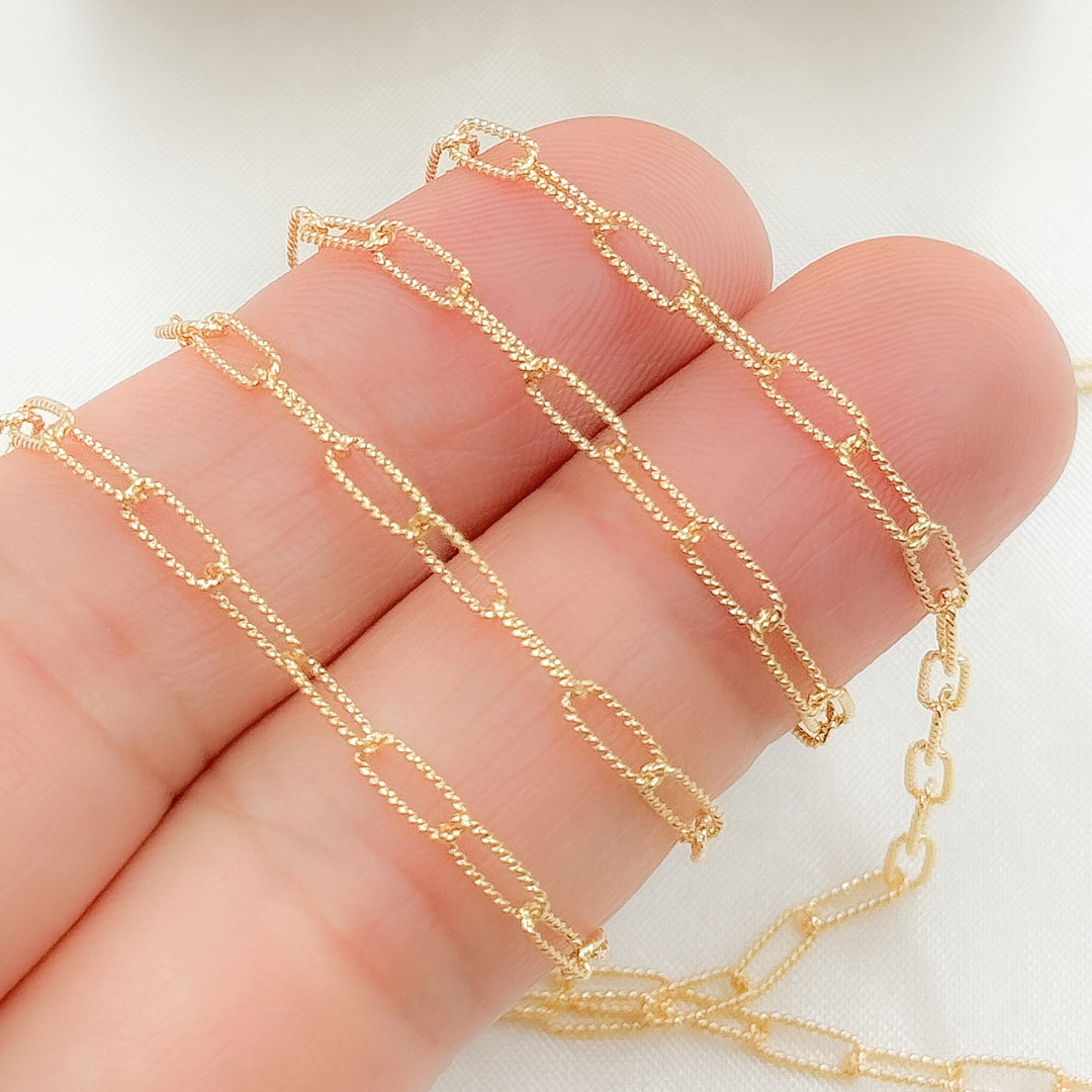 2505LGF. 14k Gold Filled Hammered Paperclip Chain