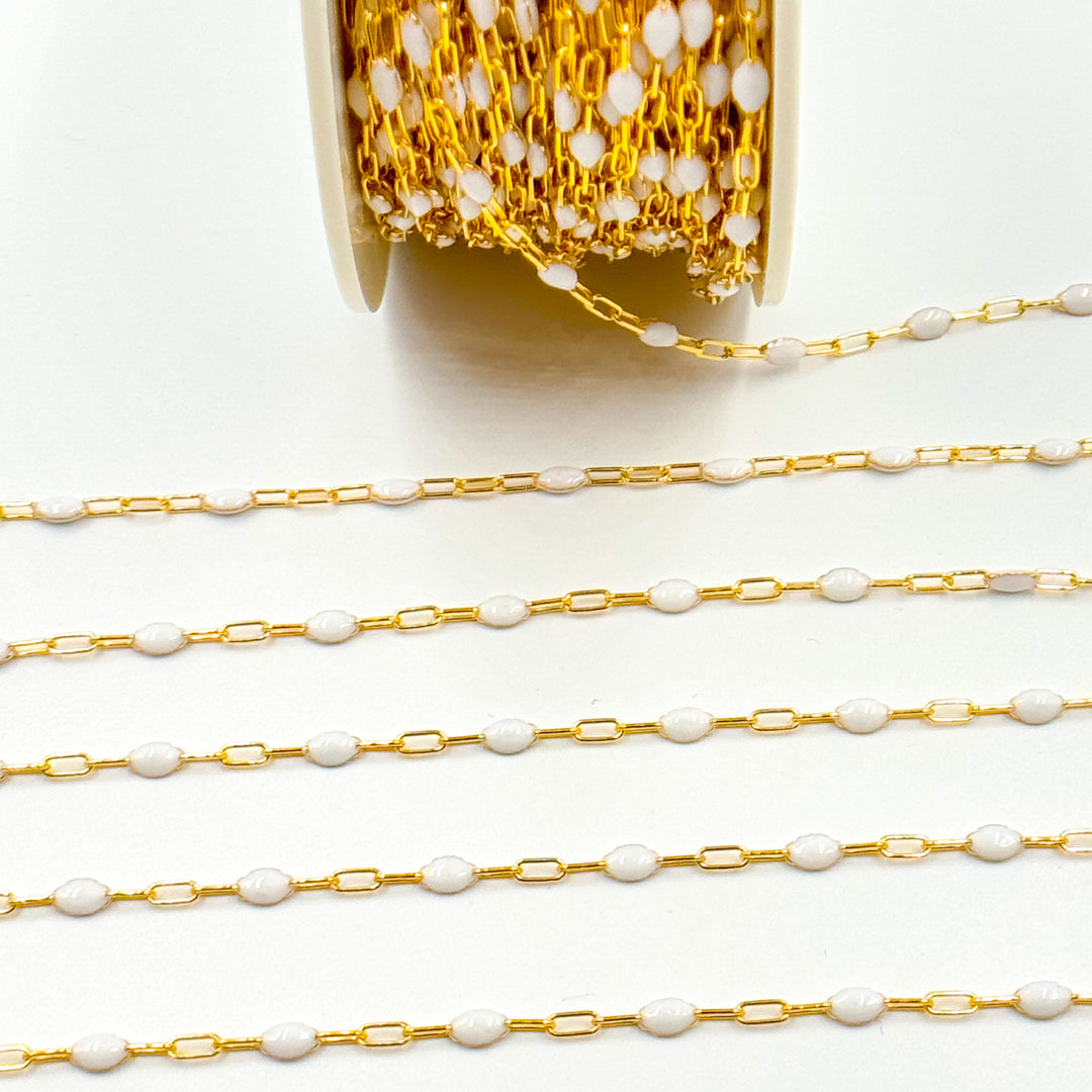 V250-WTGF. 14k Gold Filled  White Color Enamel Satellite Cable Chain