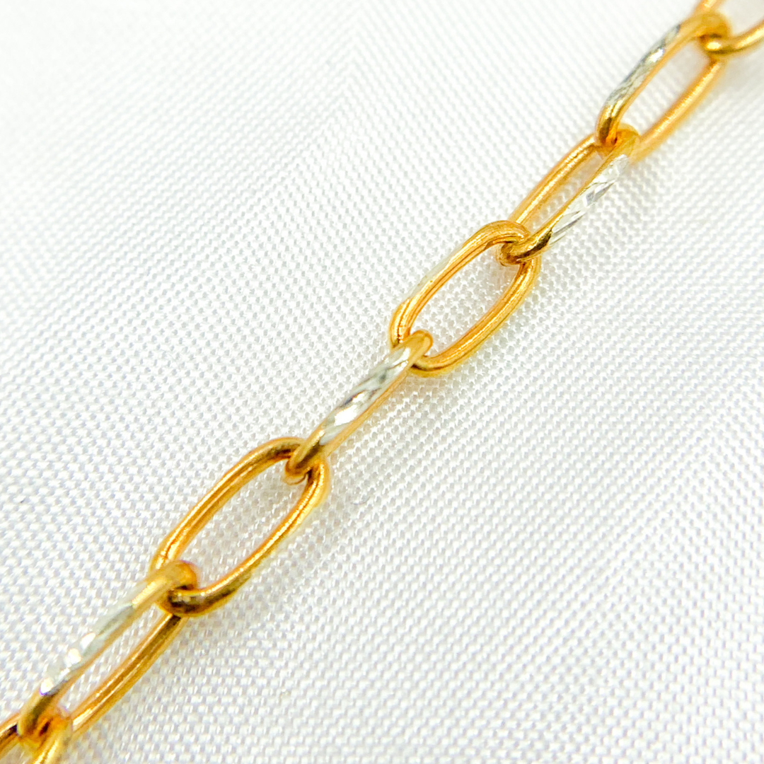 Gold Plated 925 Sterling Silver Diamond Cut Oval Link Chain