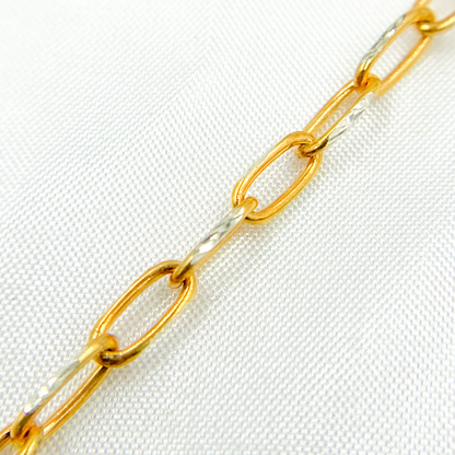 Gold Plated 925 Sterling Silver Diamond Cut Oval Link Chain