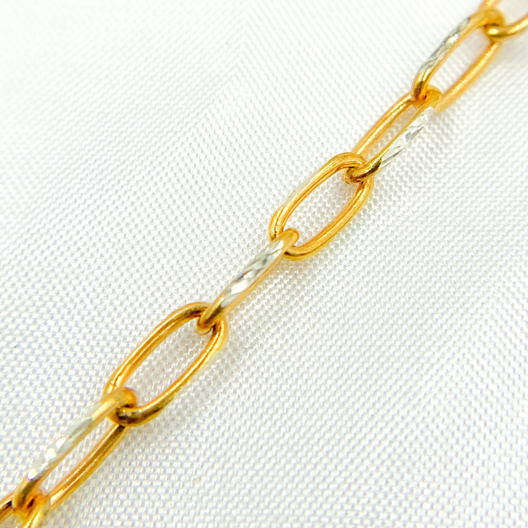 Gold Plated 925 Sterling Silver Diamond Cut Oval Link Chain. X5GP