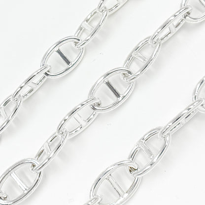 Sterling Silver Hollow Smooth Marina Link Chain