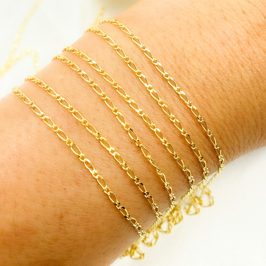 14k Solid Yellow Gold Short & Long Link Chain by Foot