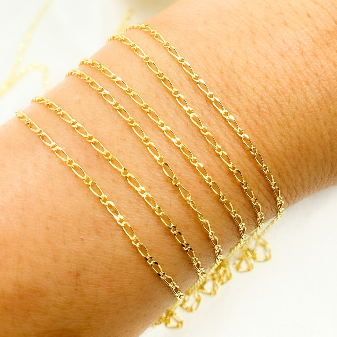 040GA1T2byFt. 14k Solid Yellow Gold Short & Long Link Chain by Foot