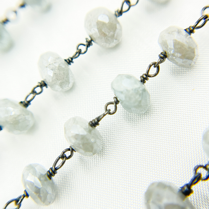 Coated Milky Aquamarine Oxidized Wire Chain.