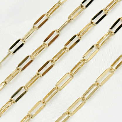 Y58S06GP. Gold Plated 925 Sterling Silver Flat Paperclip Chain