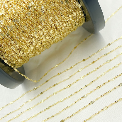 14k Solid Gold Singapore Chain & Diamond Cut Oval Link Chain