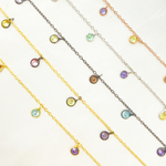 Load image into Gallery viewer, Multi Color Cubic Zirconia 4mm Round  Shape Dangle Chain. CZ43
