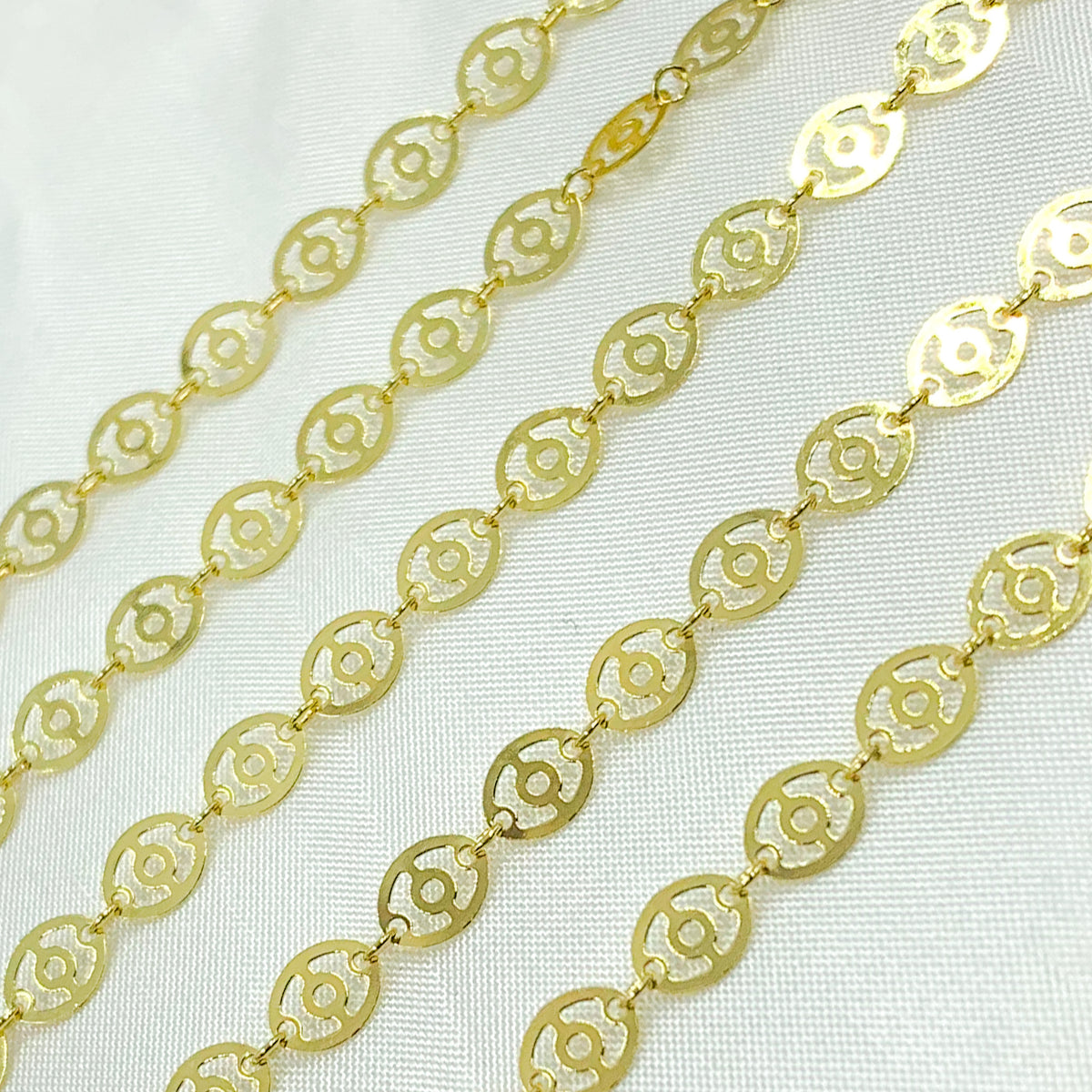 Gold Plated 925 Sterling Silver Flat Oval Design Link Chain.