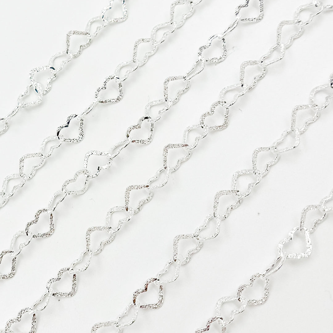 Y113DSS. Sterling Silver Open Textured Heart Chain