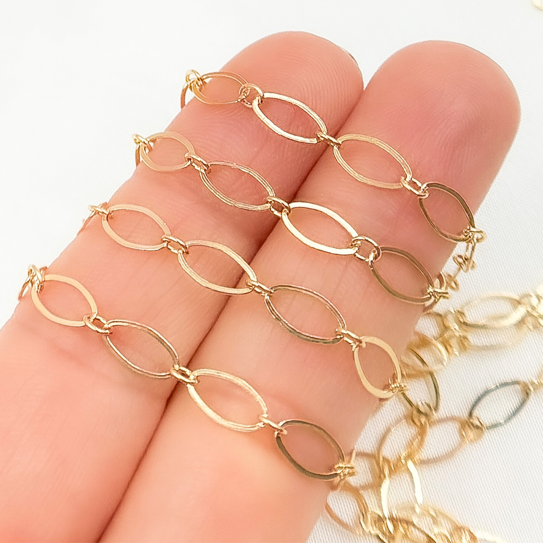 Gold-Filled Flat Oval Long and Short Link Chain