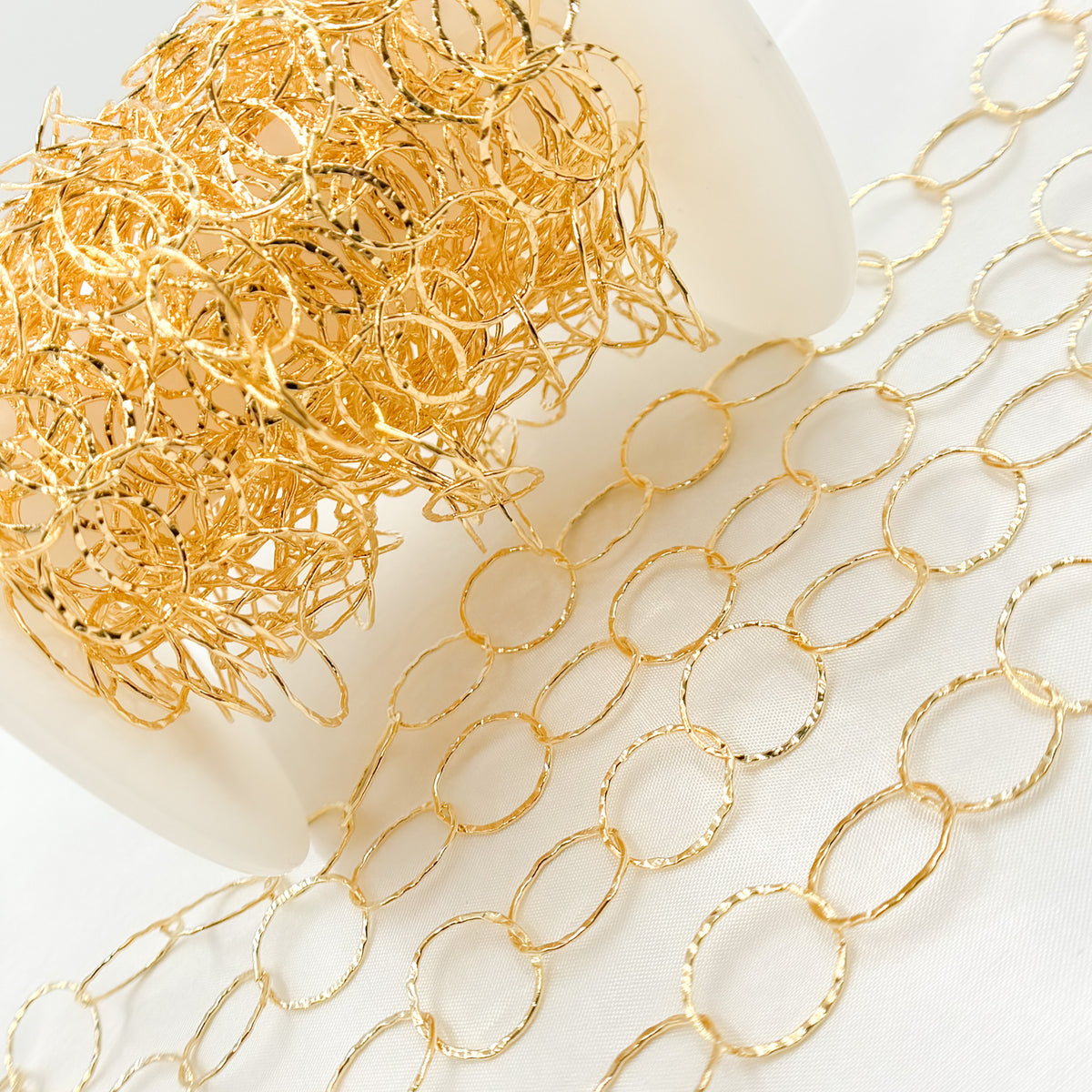 14K Gold Filled Hammered Round Link Chain