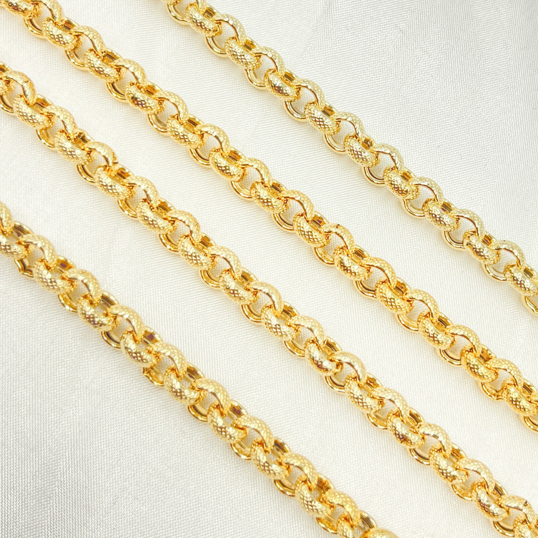 Plated 925 Sterling Silver Textured Round Link Chain