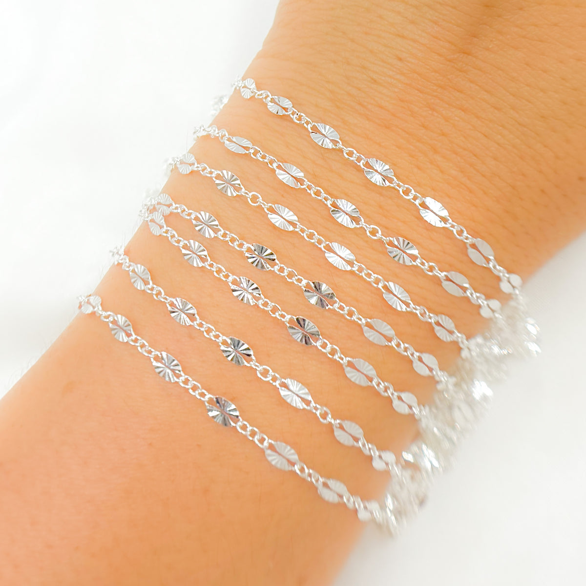 Sterling Silver Diamond Cut Marina Link Chain