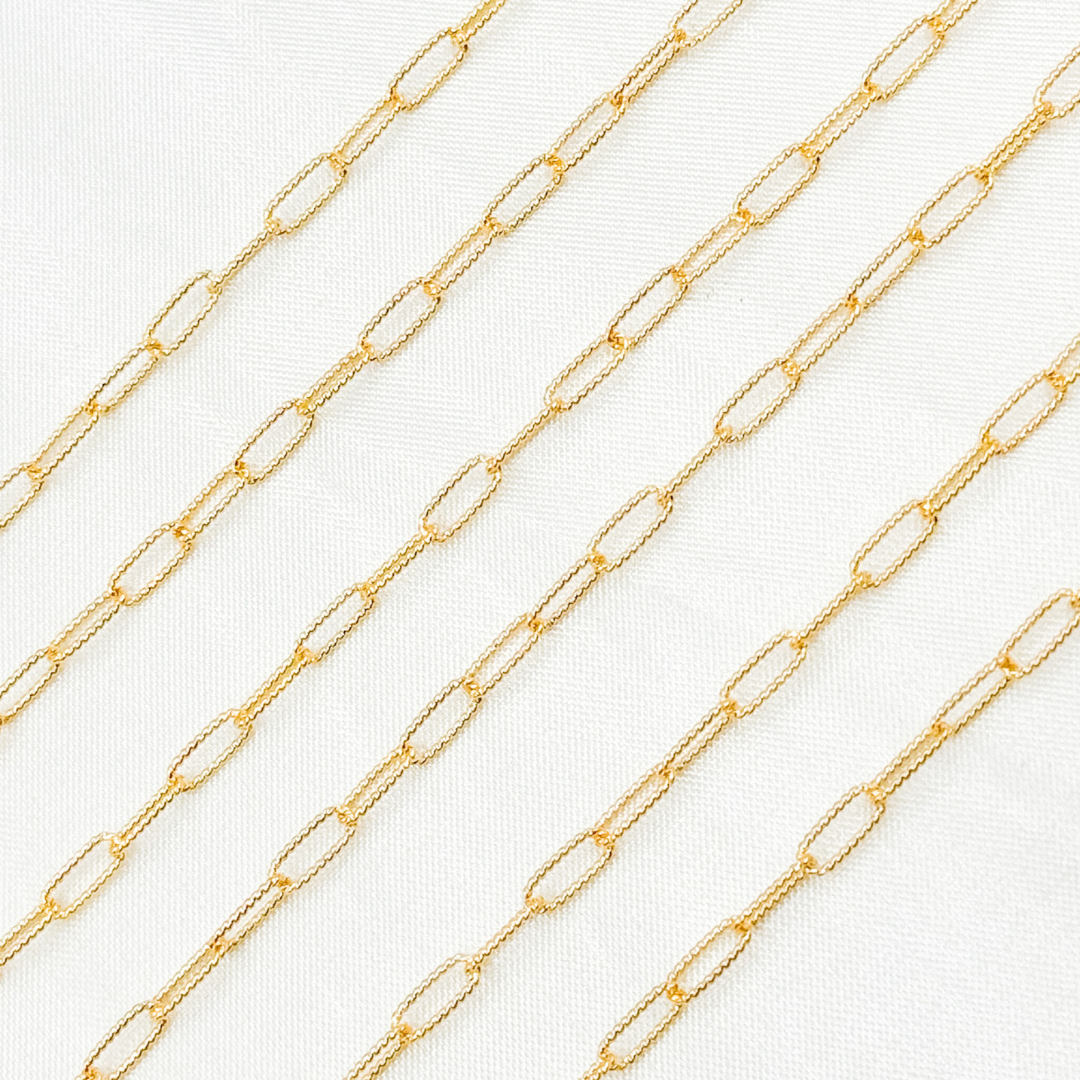 2505LGF. 14k Gold Filled Hammered Paperclip Chain