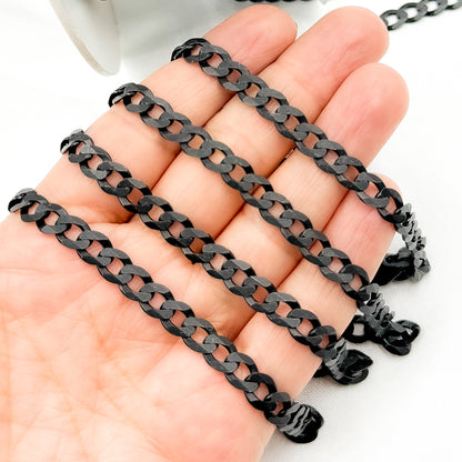 Black Rhodium Matt Sterling Silver Flat Curb Chain