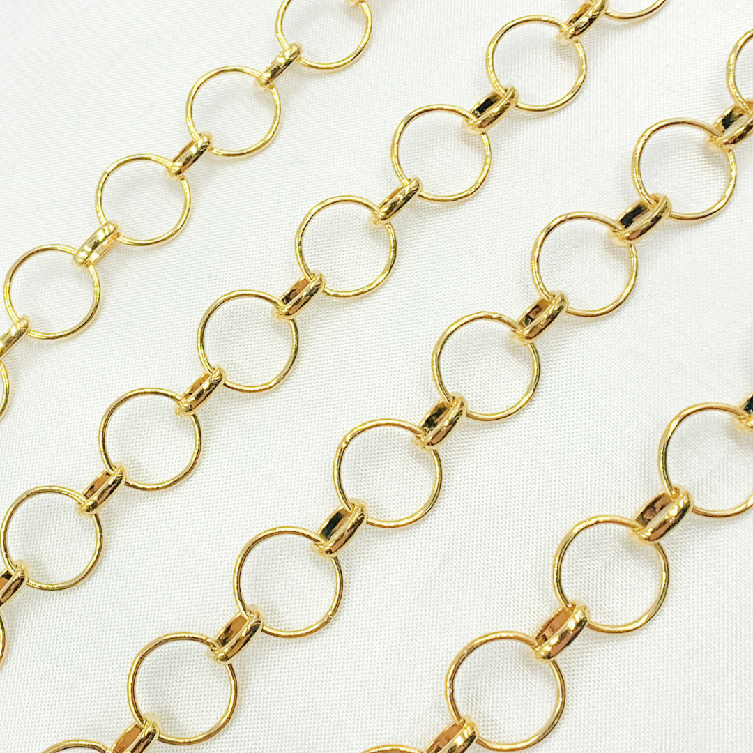 V156GP. Gold Plated 925 Sterling Silver Round Links Chain