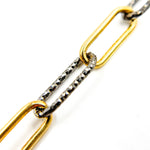Load image into Gallery viewer, Gold Plated and Black Rhodium Sterling Silver Smooth and Diamond Cut Paperclip Chain