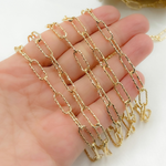 Load image into Gallery viewer, V9GP. Gold Plated 925 Sterling Silver Diamond Cut Paperclip Chain