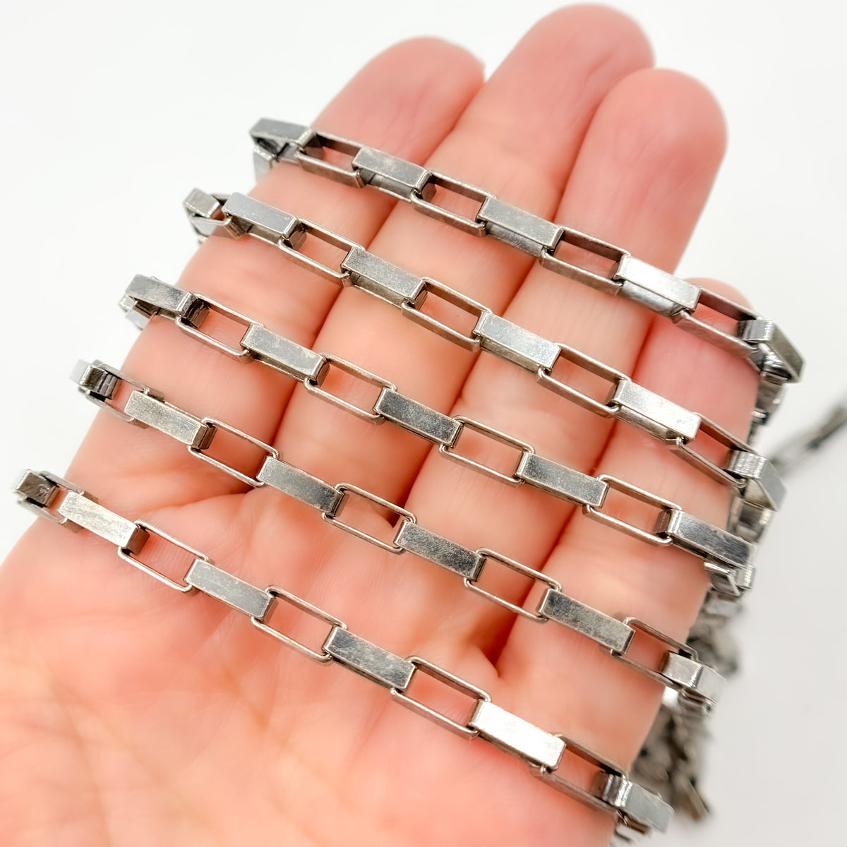 Oxidized Sterling Silver Box Link Chain