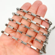 Oxidized Sterling Silver Box Link Chain