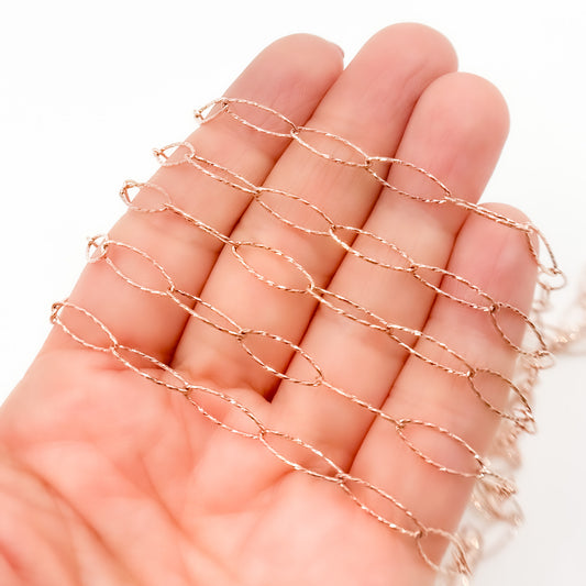 Rose Gold Plated Silver Oval Chain