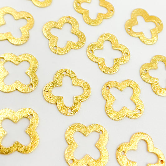 GPBS16. 15mm Gold-plated Sterling Silver Brushed Flower Connector