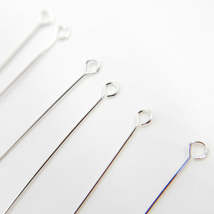 Gauge White Sterling Silver Eye Pin 1.5 Inch Headpin