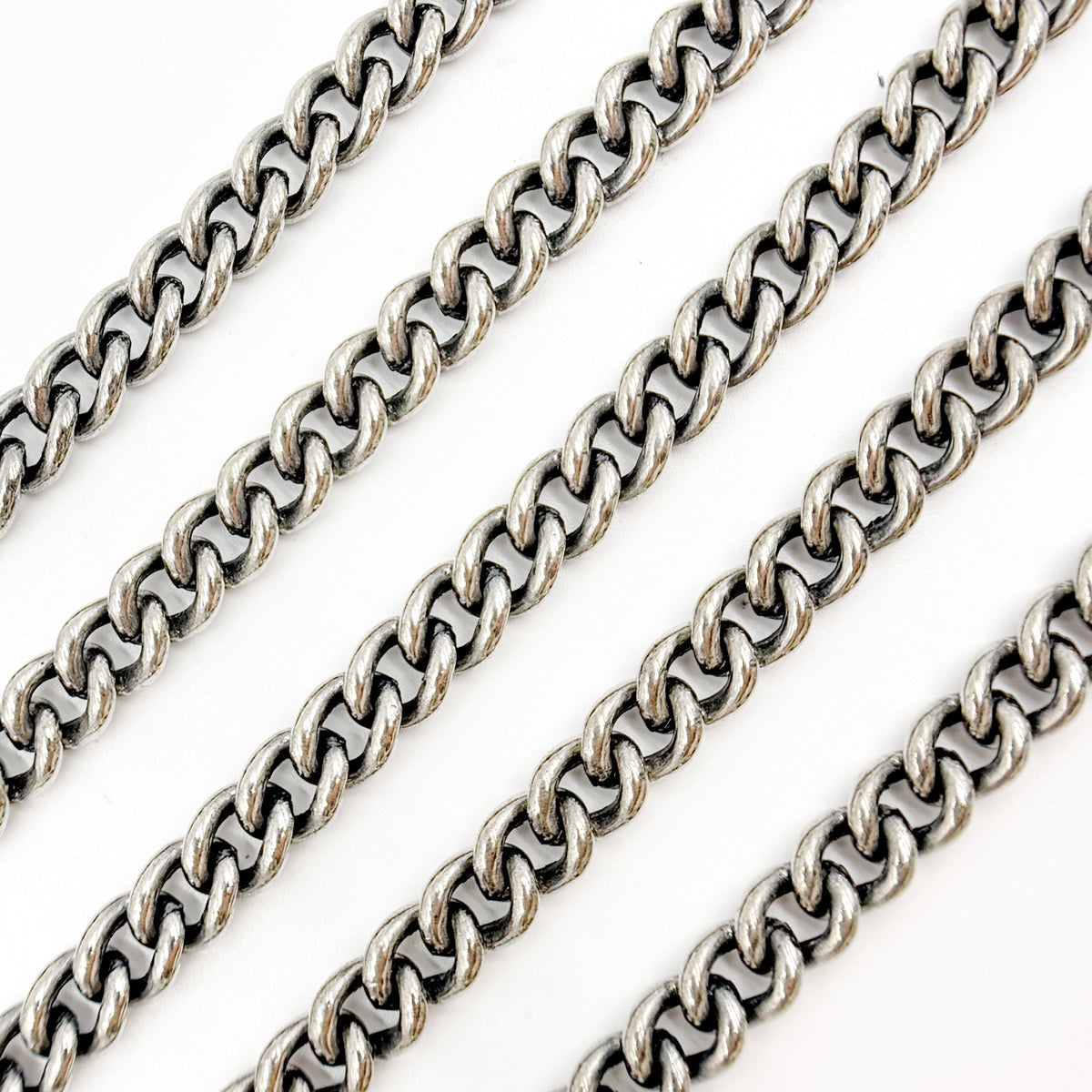 Oxidized Sterling Silver Smooth Curb Chain