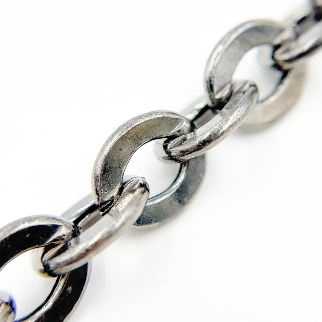 Black Rhodium Sterling Silver Round Link Chain