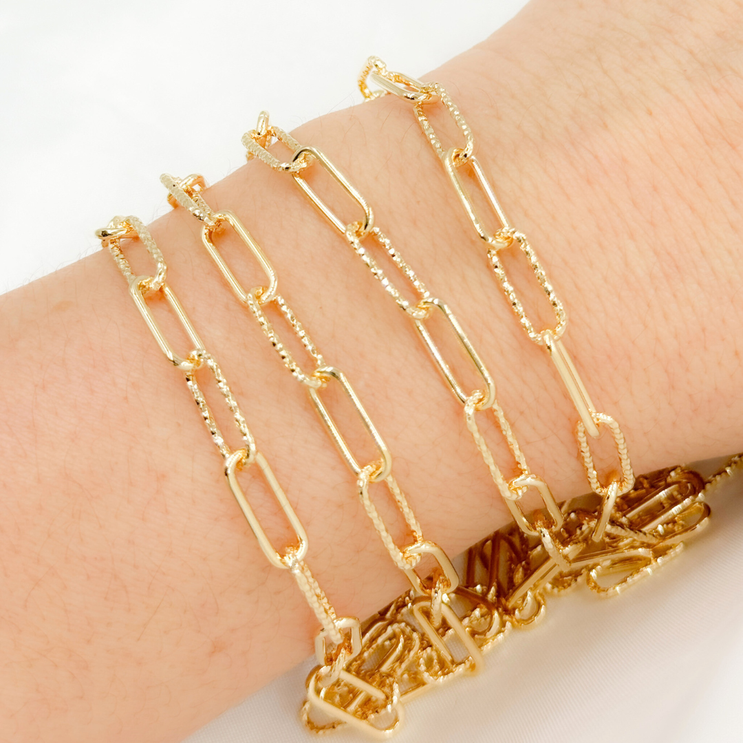 Gold Plated 925 Sterling Silver Paperclip Link Chain. 