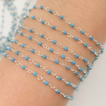 Load image into Gallery viewer, TRQ55. Turquoise Dainty Bead Sterling Silver Wire Chain
