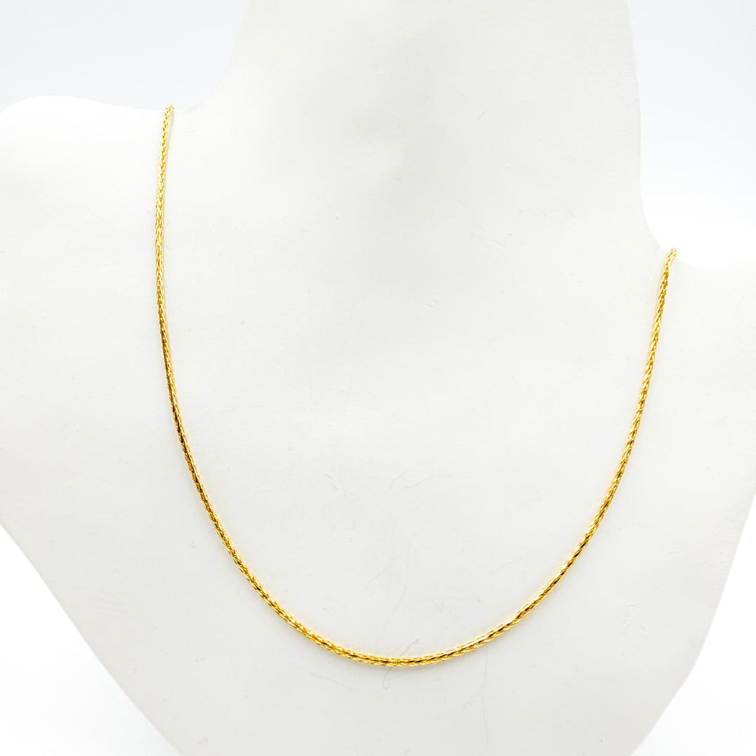 TRE004. 14k Solid Yellow Gold Wheat Chain