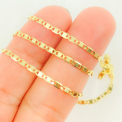 14k Solid Gold Mirror Marina Link Chain