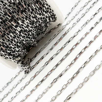 Oxidized Sterling Silver Box Chain