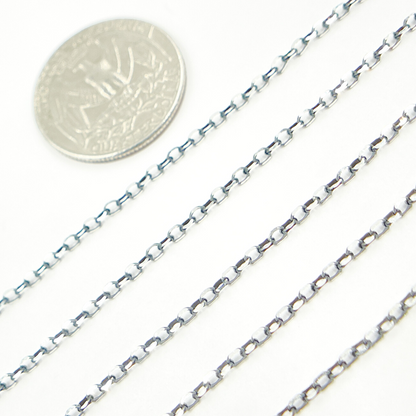 Black Rhodium 925 Sterling Silver Diamond Cut Rolo Chain