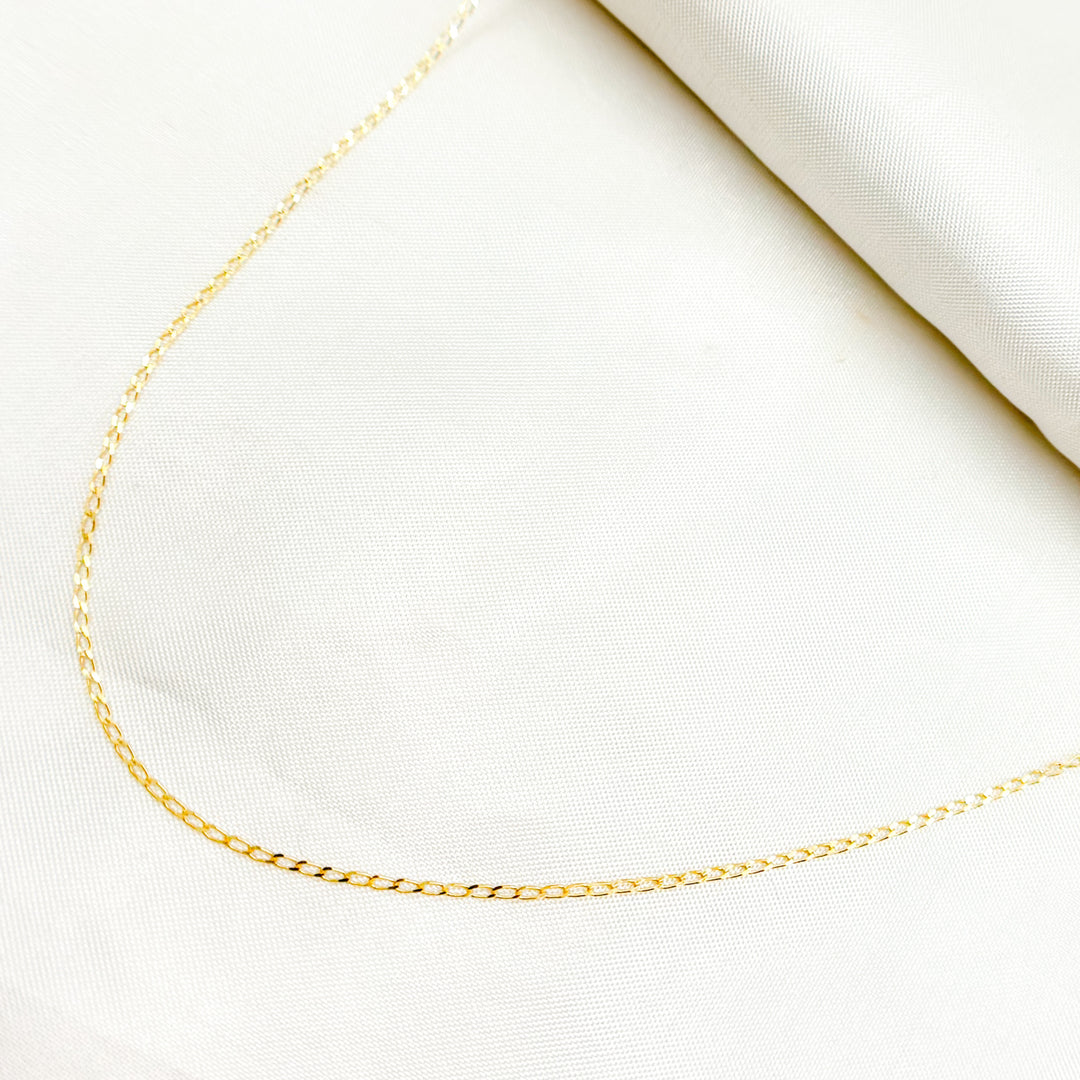 028GRT2. 14K Solid Gold Flat Cable Link Chain