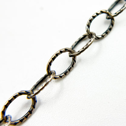 Oxidized Silver Twisted Cable Oval Link Chain