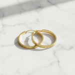 Load image into Gallery viewer, GER57. 14K Gold Hollow Flat Round Hoop Earrings with Texture