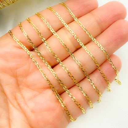 14k Solid Gold Flat Marina Link Chain