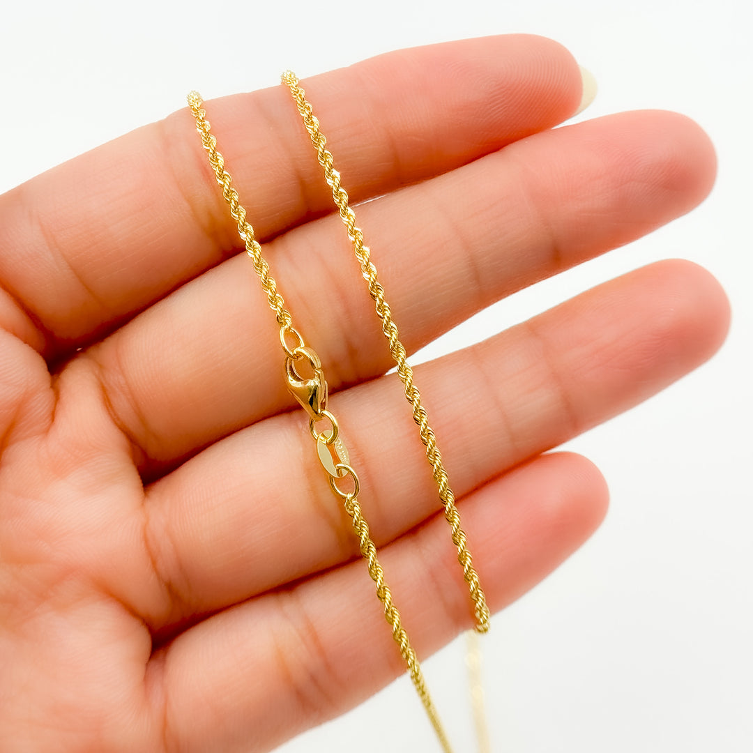 025CRDLG18K. 18K Solid Yellow Gold Rope Chain