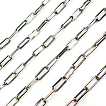 Black Rhodium Sterling Silver Smooth Paperclip Chain