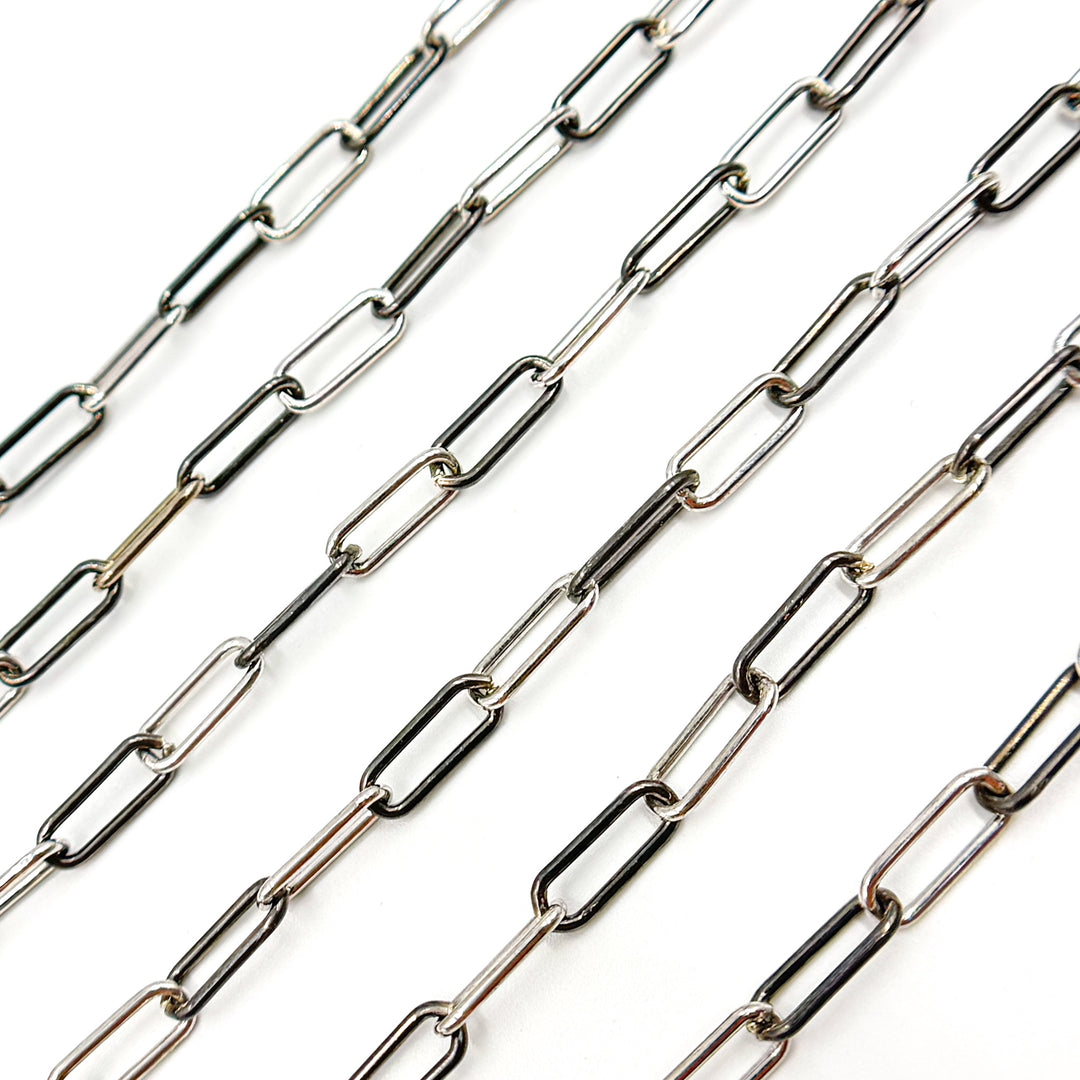 Black Rhodium Sterling Silver Smooth Paperclip Chain