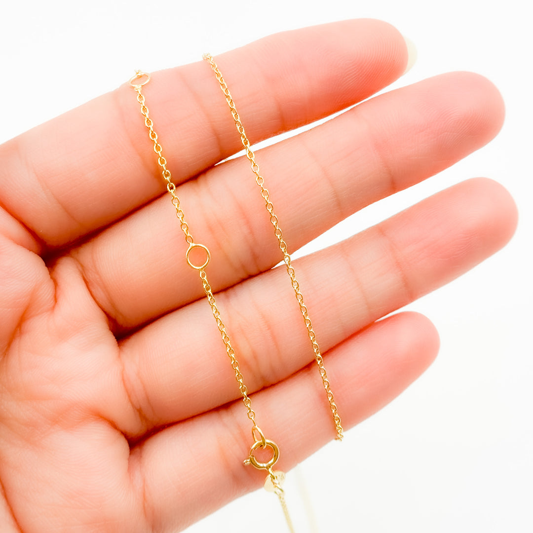 030R01LGJ08018K. 18K Solid Gold Cable Chain with Extender