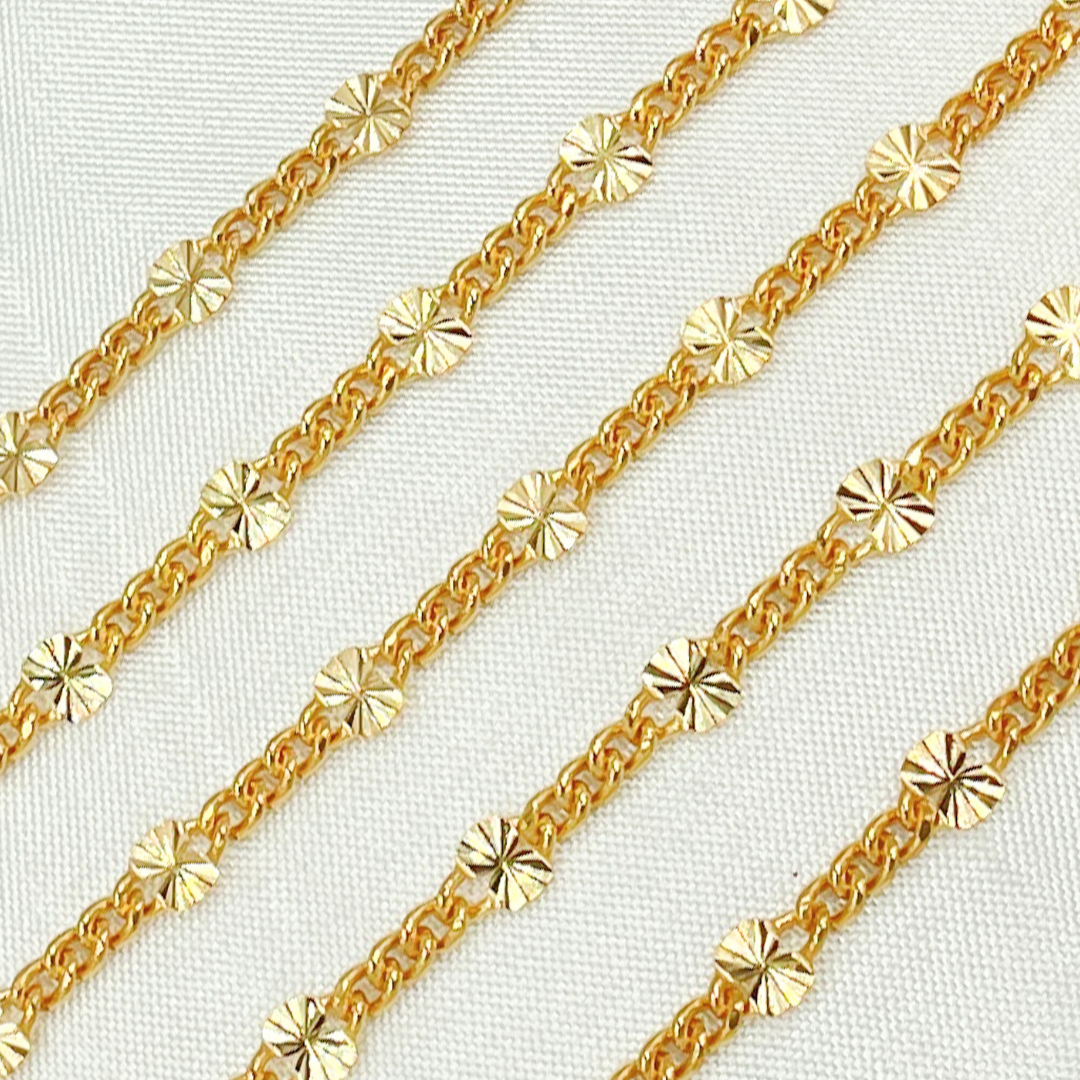 14k Yellow Gold Filled Curb and Diamond Cut Marina Link Chain