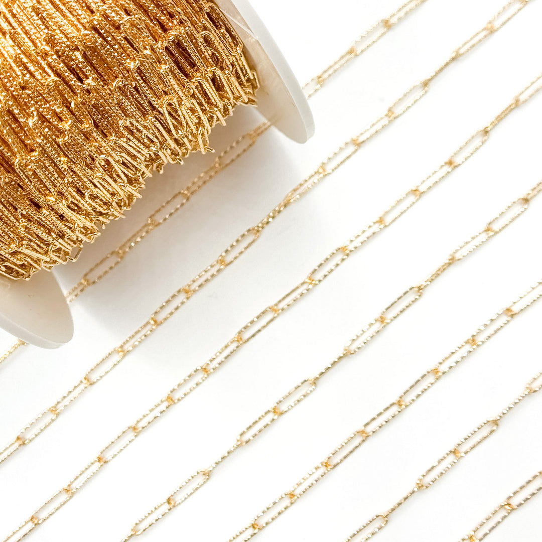 V313GF. 14K Gold Filled Diamond Cut Paperclip Chain
